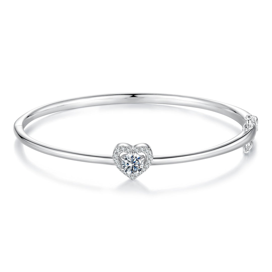 925 Sterling Silver Moissanite &amp; CZ Bracelet Size 17 for Women