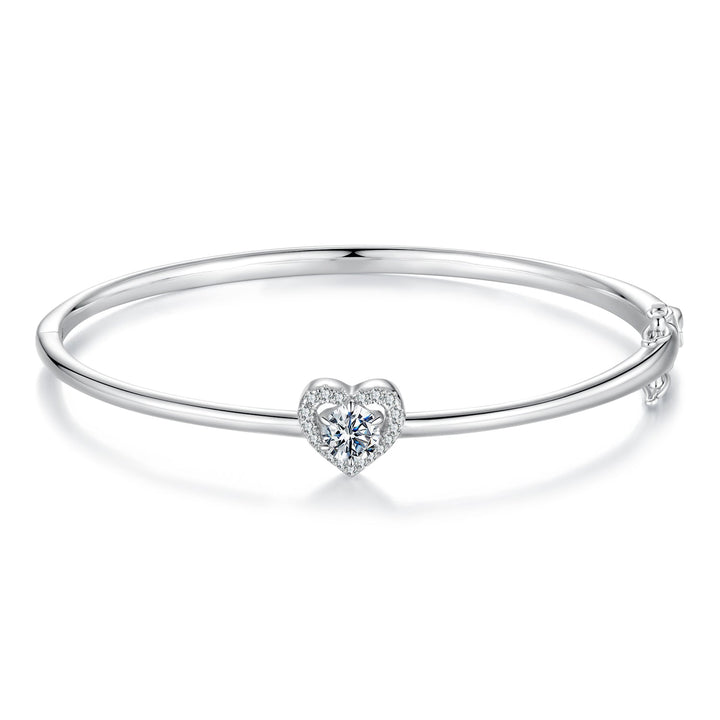 925 Sterling Silver Moissanite &amp; CZ Bracelet Size 17 for Women