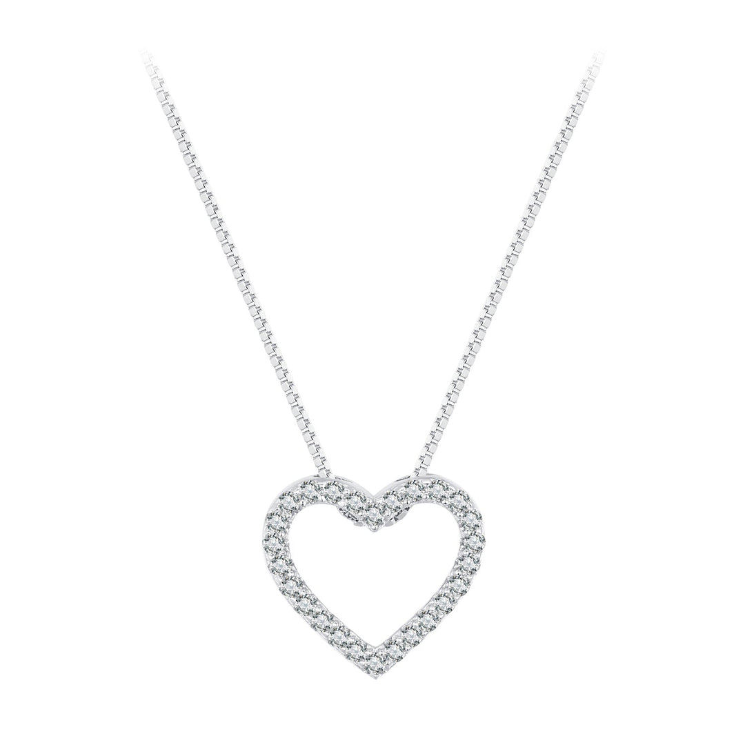 S925 Sterling Silver Necklace with Moissanite, 400mm + 50mm, Platinum Plated, Women
