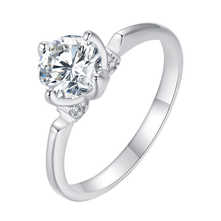 925 Sterling Silver 1.0 Carat Moissanite Ring in Size 8