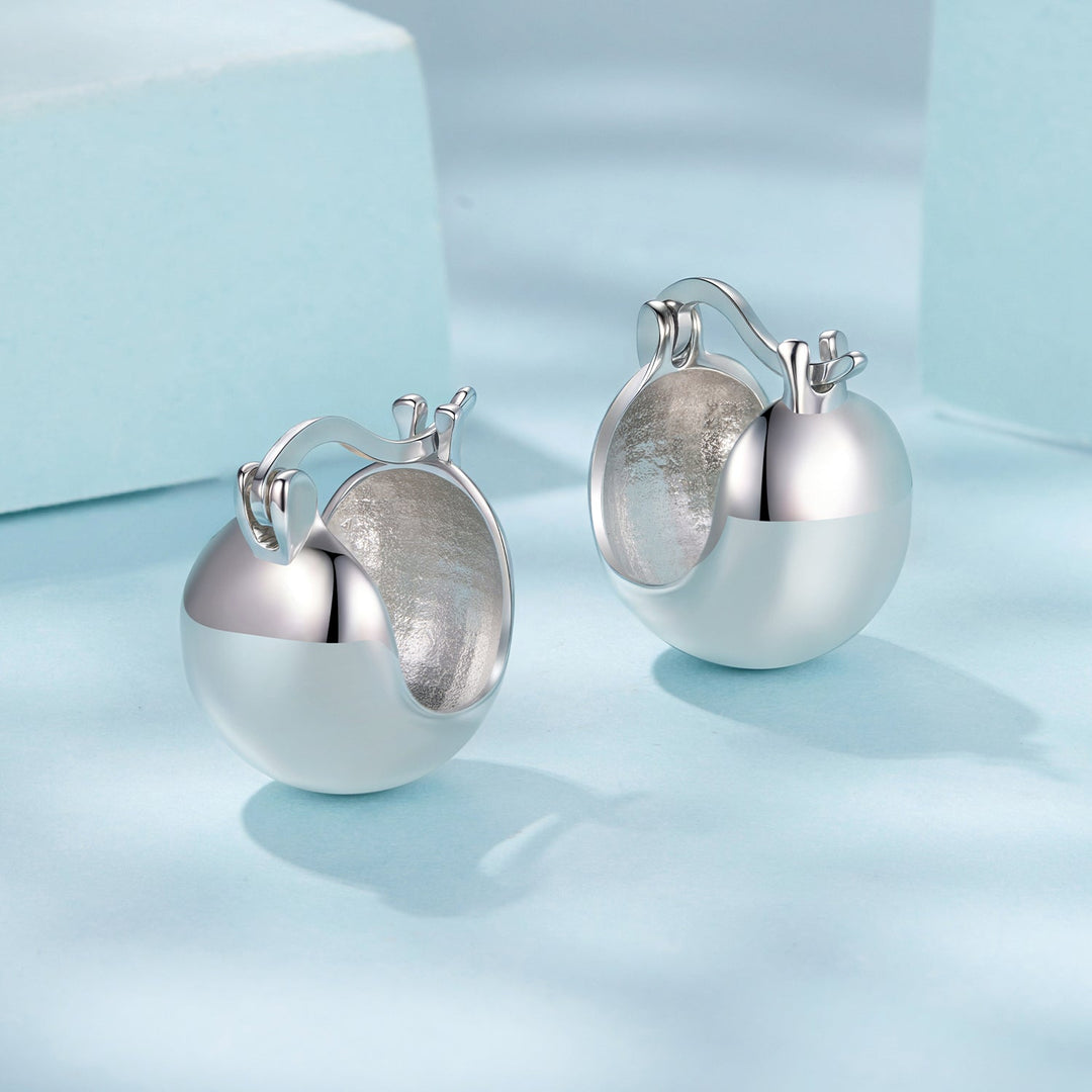 925 Sterling Silver Plated White Gold Earrings 1.4 x 1.0 cm for Women