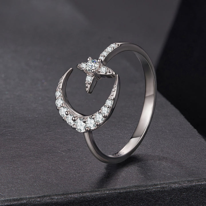 925 Sterling Silver Moissanite 0.25cm White Gold Plated Ring - Size E for Women