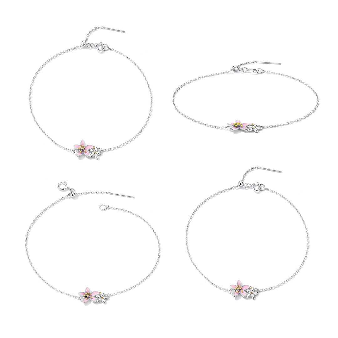 S925 Sterling Silver Adjustable Flower Bracelet for Women