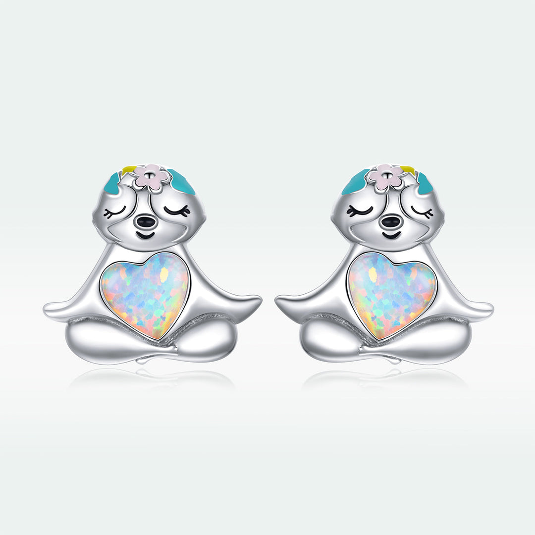 925 Sterling Silver Earrings with Translucent Opal