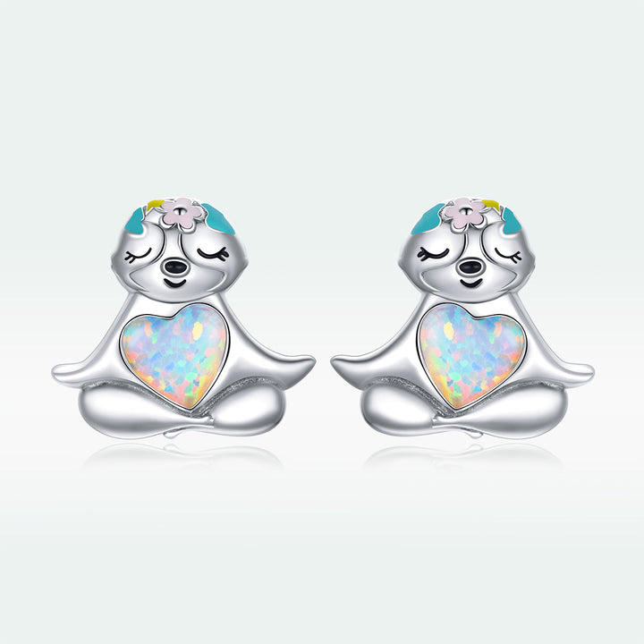 925 Sterling Silver Earrings with Translucent Opal
