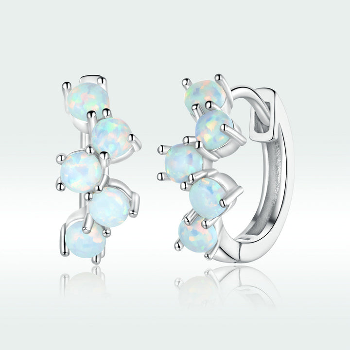 925 Sterling Silver Earrings with Translucent Opal