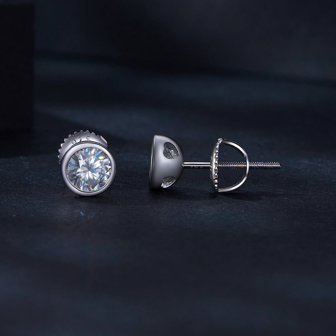 925 Sterling Silver 5.0mm Moissanite Earrings for Women