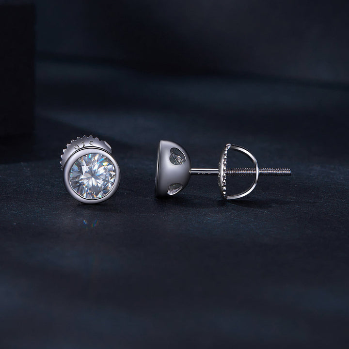 925 Sterling Silver 5.0mm Moissanite Earrings for Women