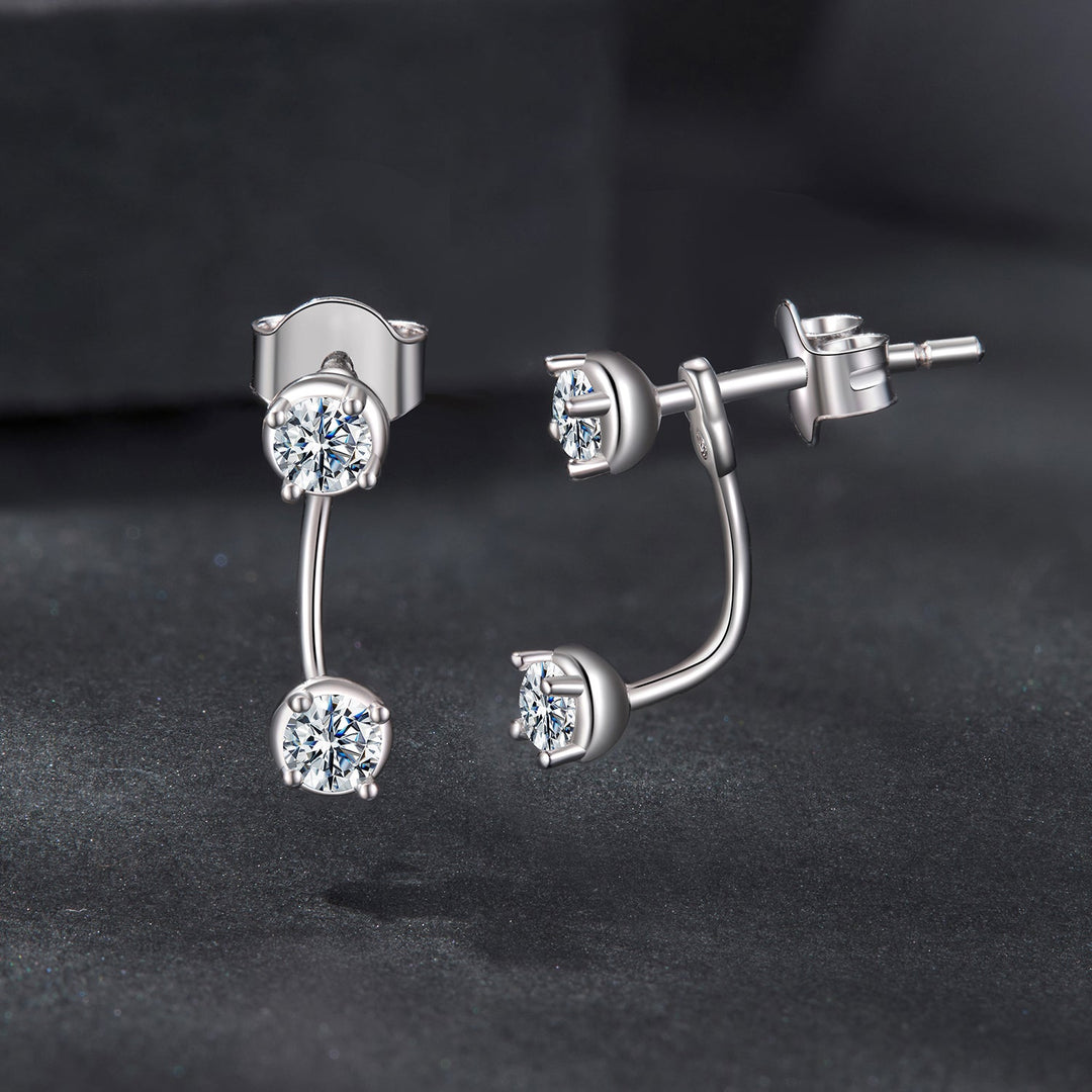 925 Sterling Silver White Gold Plated Moissanite Earrings 0.1 Carat for Women