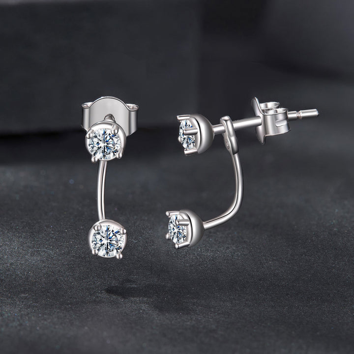 925 Sterling Silver White Gold Plated Moissanite Earrings 0.1 Carat for Women