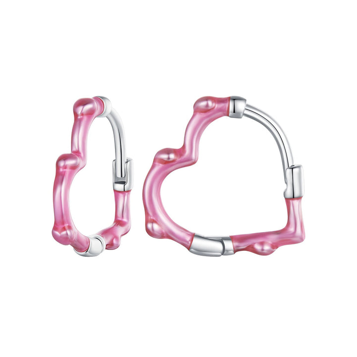 S925 Sterling Silver Enamel Platinum Plated Earrings 13*2mm for Women