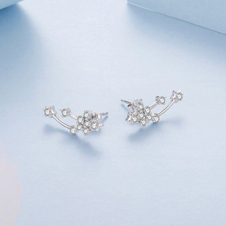925 Sterling Silver &amp; Brass White Gold Plated Earrings with CZ for Women