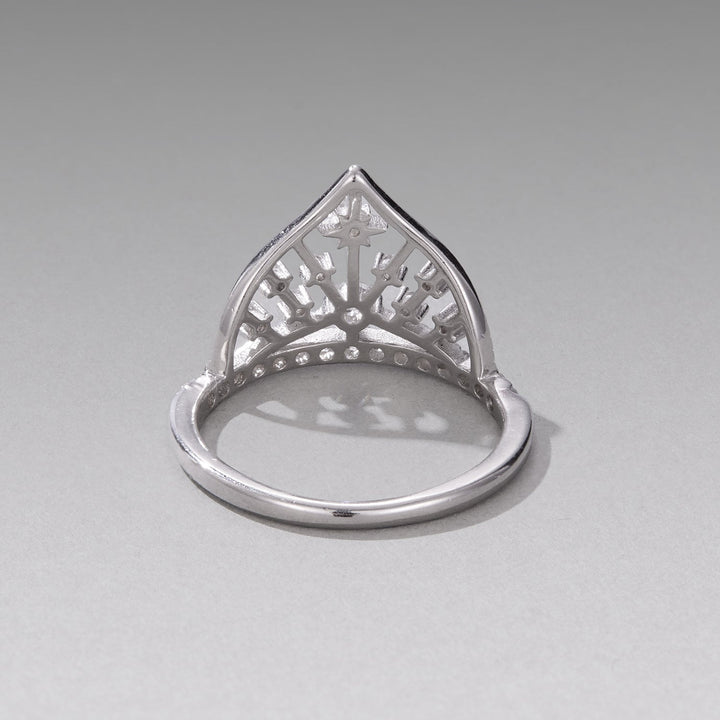 925 Sterling Silver White Gold Plated Ring with Pavé Setting CZ Size 6 for Women