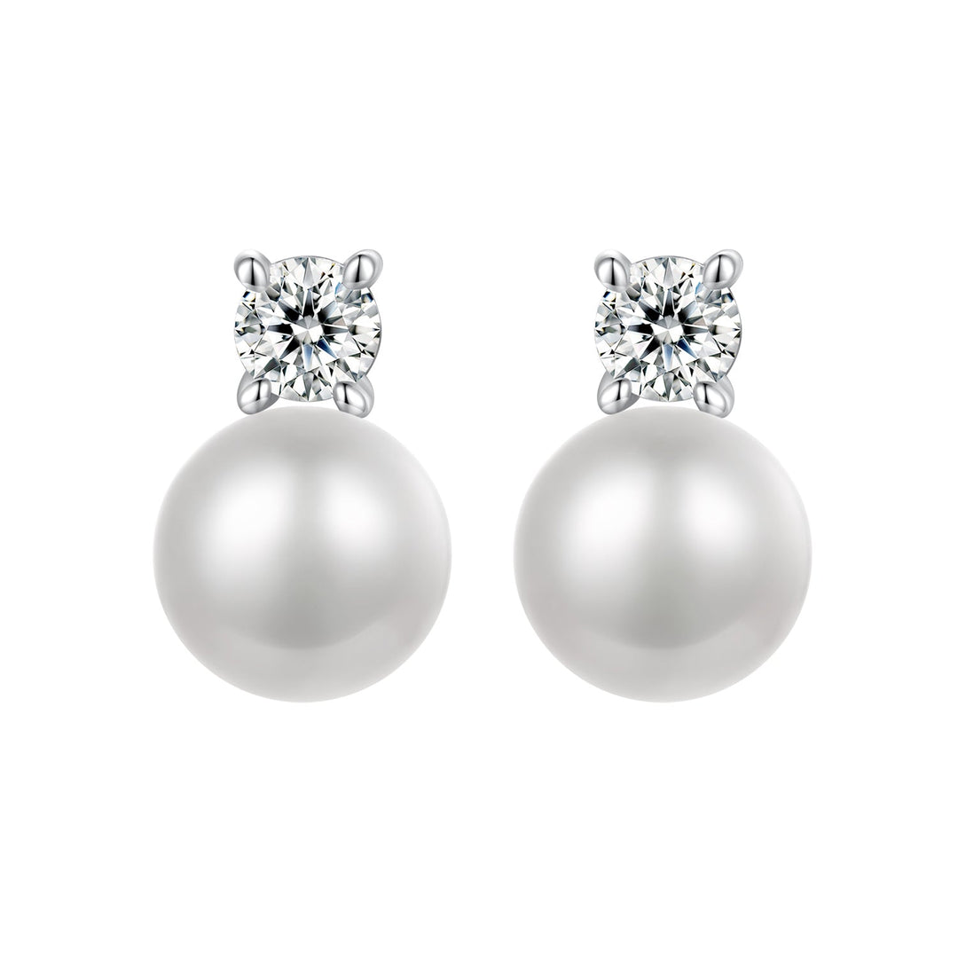 925 Sterling Silver Moissanite 0.1ct Freshwater Pearl Earrings for Women