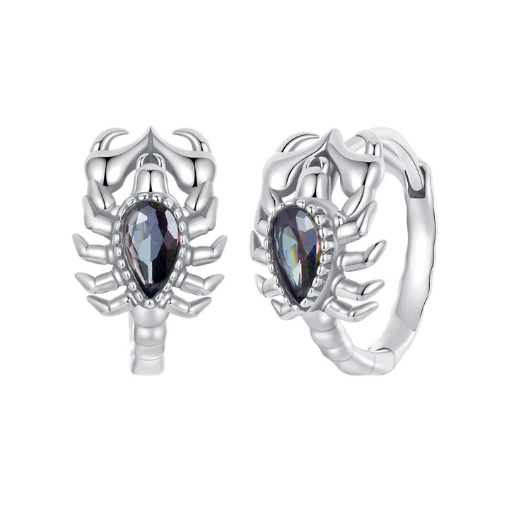 925 Sterling Silver Earrings with Transparent Glass - 13*8mm for Women
