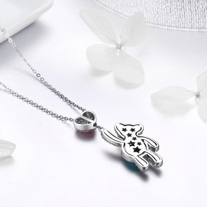 925 Sterling Silver Necklace 38-45cm with 3.1*1.3cm Pendant for Women
