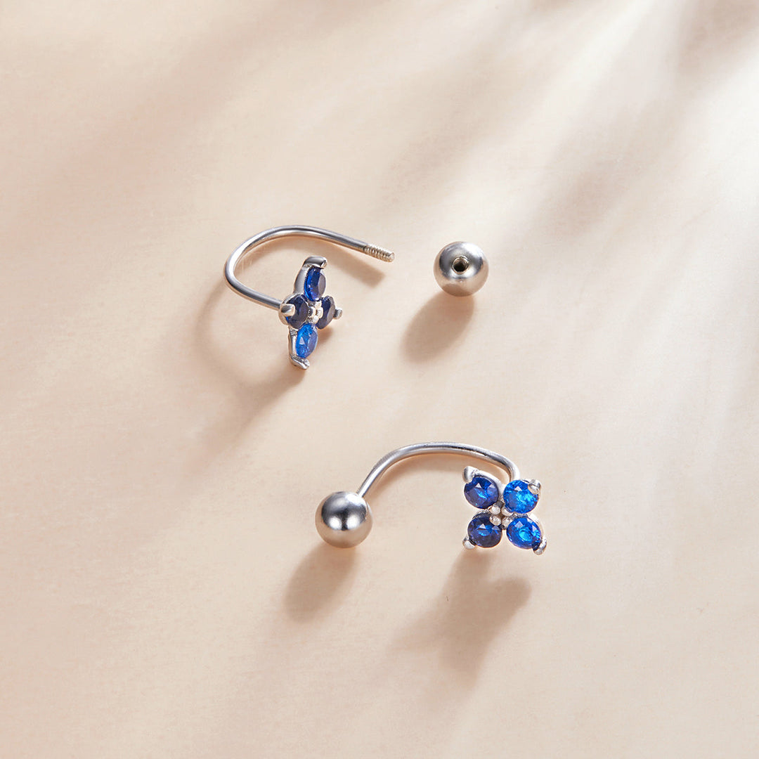 925 Sterling Silver Earrings with Pavé CZ &amp; Platinum Plating for Women