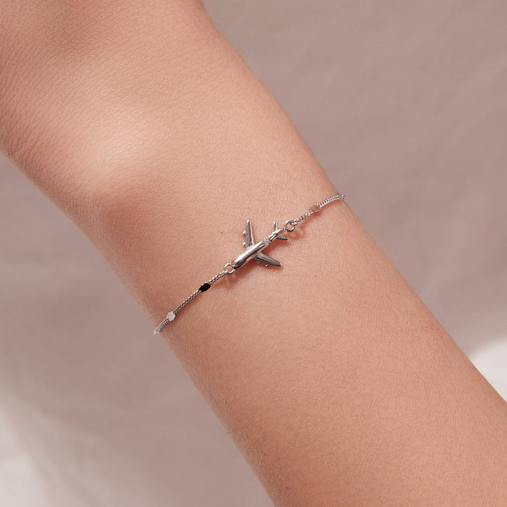 925 Sterling Silver White Gold Plated 16+5cm Bracelet with CZ Pendant for Women