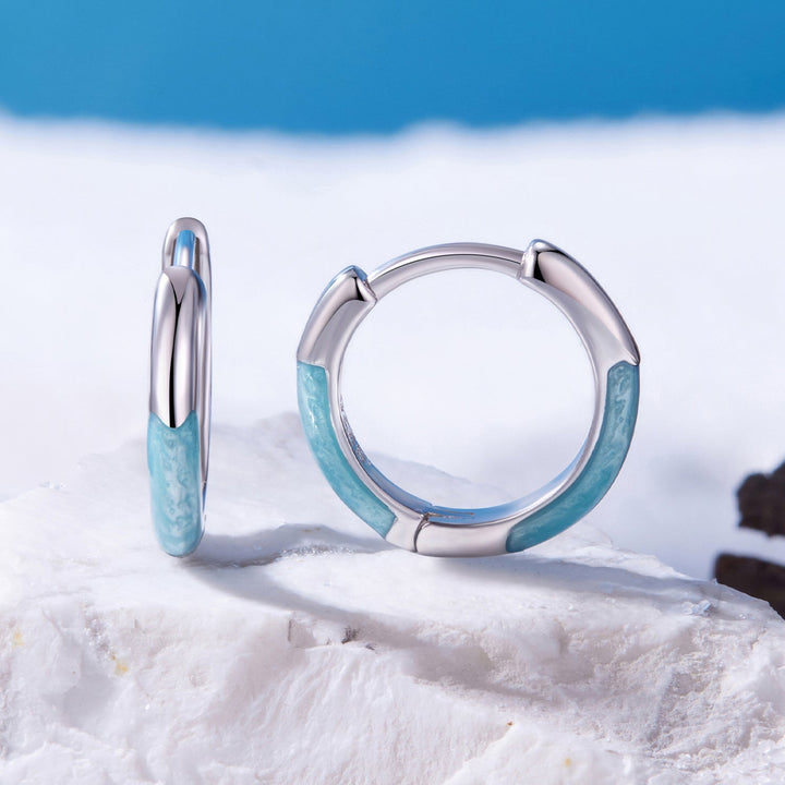 925 Sterling Silver Enamel Plated White Gold Earrings 1.2cm for Women