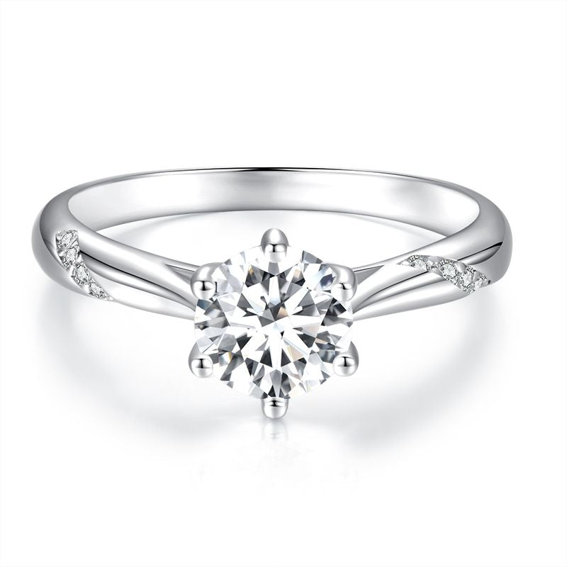 925 Sterling Silver Moissanite &amp; Zircon Ring Size 5
