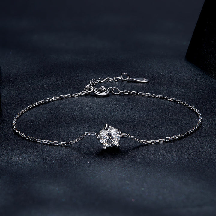 S925 Sterling Silver Moissanite Bracelet 15+3cm for Women