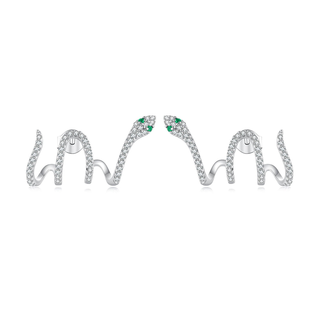 925 Sterling Silver Earrings with Plated Platinum and Pavé Setting CZ, 1.5x2.2cm for Women