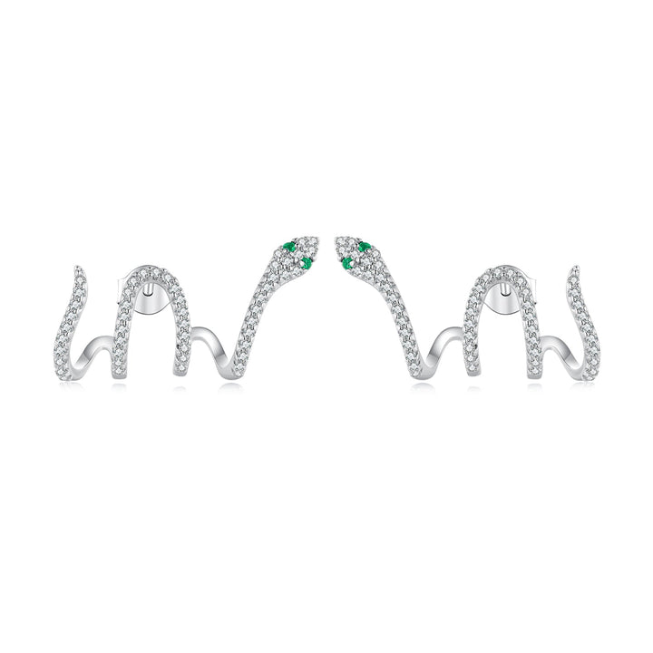 925 Sterling Silver Earrings with Plated Platinum and Pavé Setting CZ, 1.5x2.2cm for Women