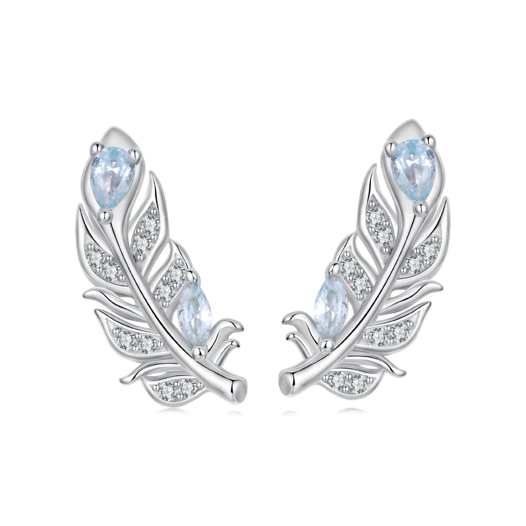 925 Sterling Silver Earrings with Pavé Setting CZ and White Gold Plating