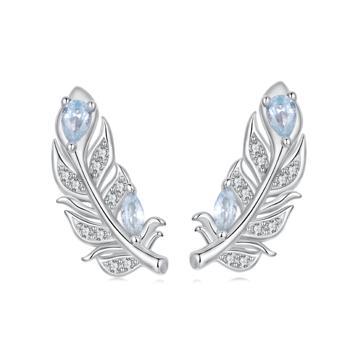 925 Sterling Silver Earrings with Pavé Setting CZ and White Gold Plating