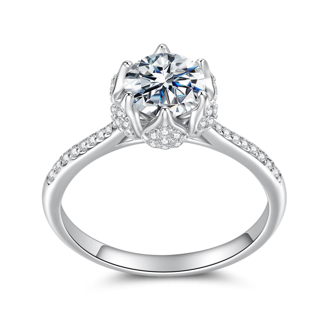 925 Sterling Silver Moissanite Ring 1ct Size 6 White Gold Plated for Women