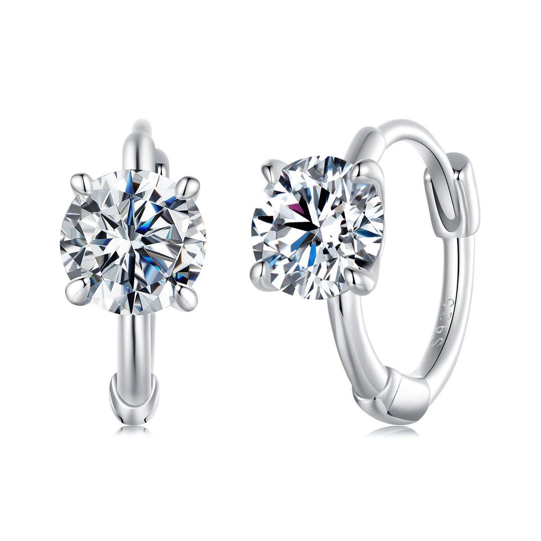 925 Sterling Silver &amp; White Gold Plated 0.5 Carat Moissanite Earrings for Women