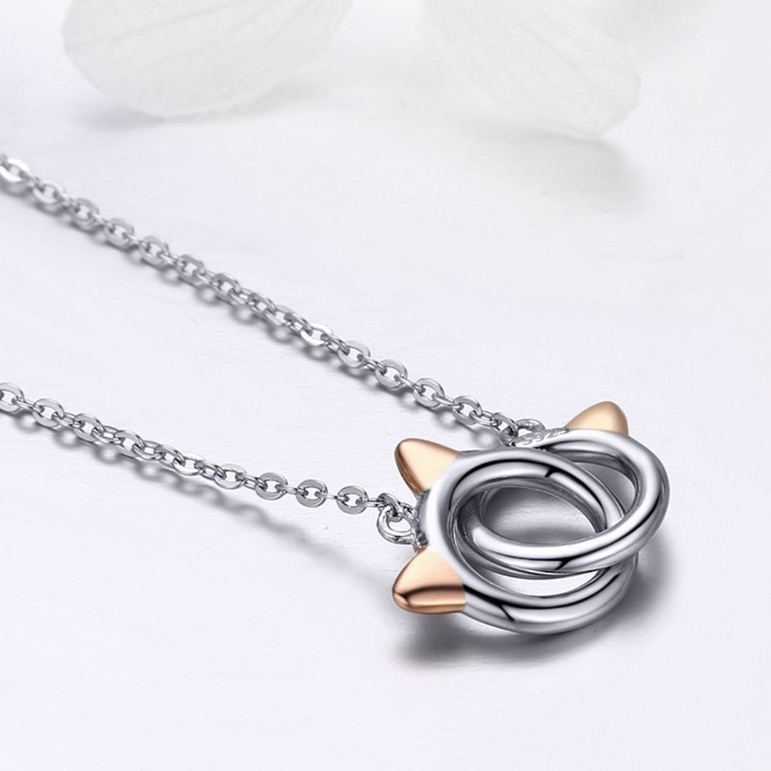 925 Sterling Silver Necklace, Length 38-45cm, Pendant 1.2*1cm, for Women