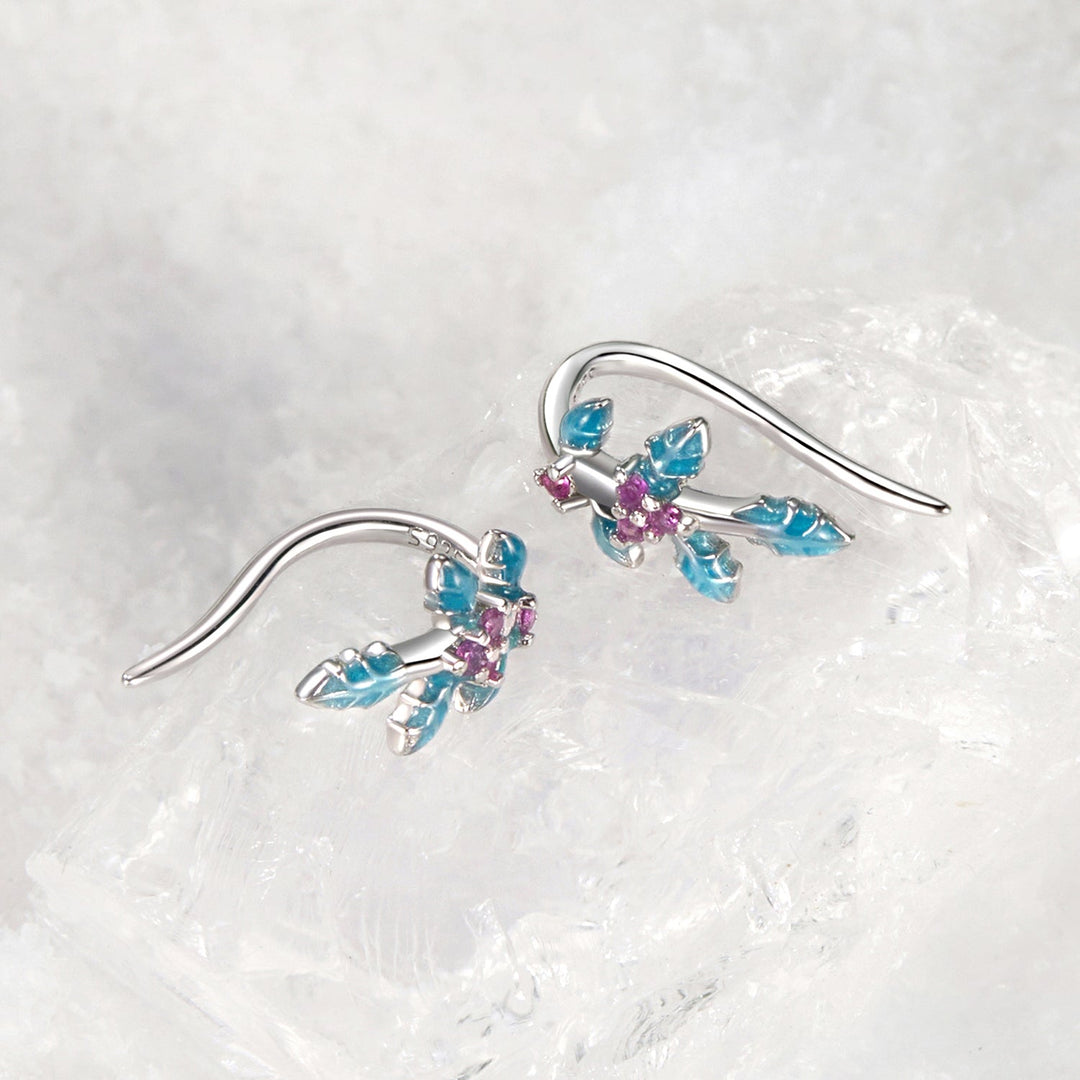 925 Sterling Silver White Gold Plated Enamel Earrings