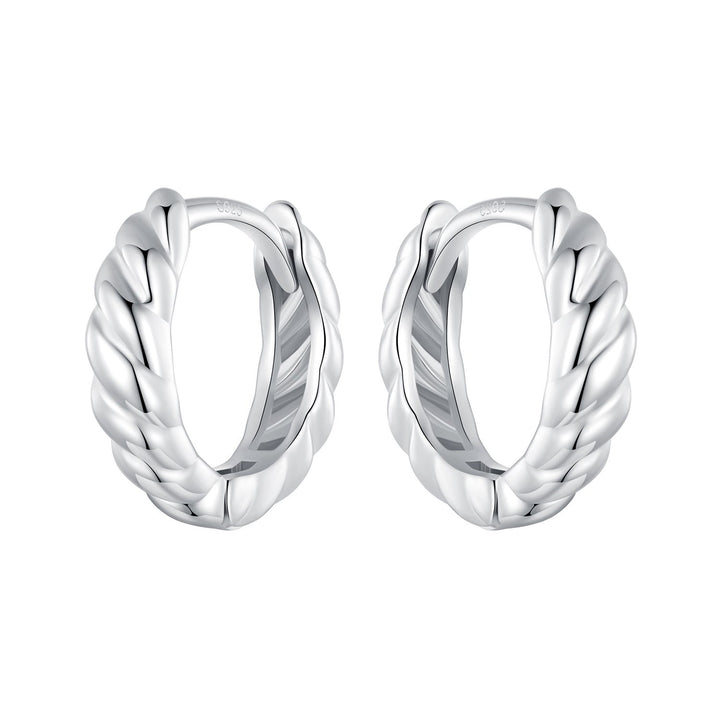 925 Sterling Silver Plated White Gold Earrings for Women - Size 11*3mm