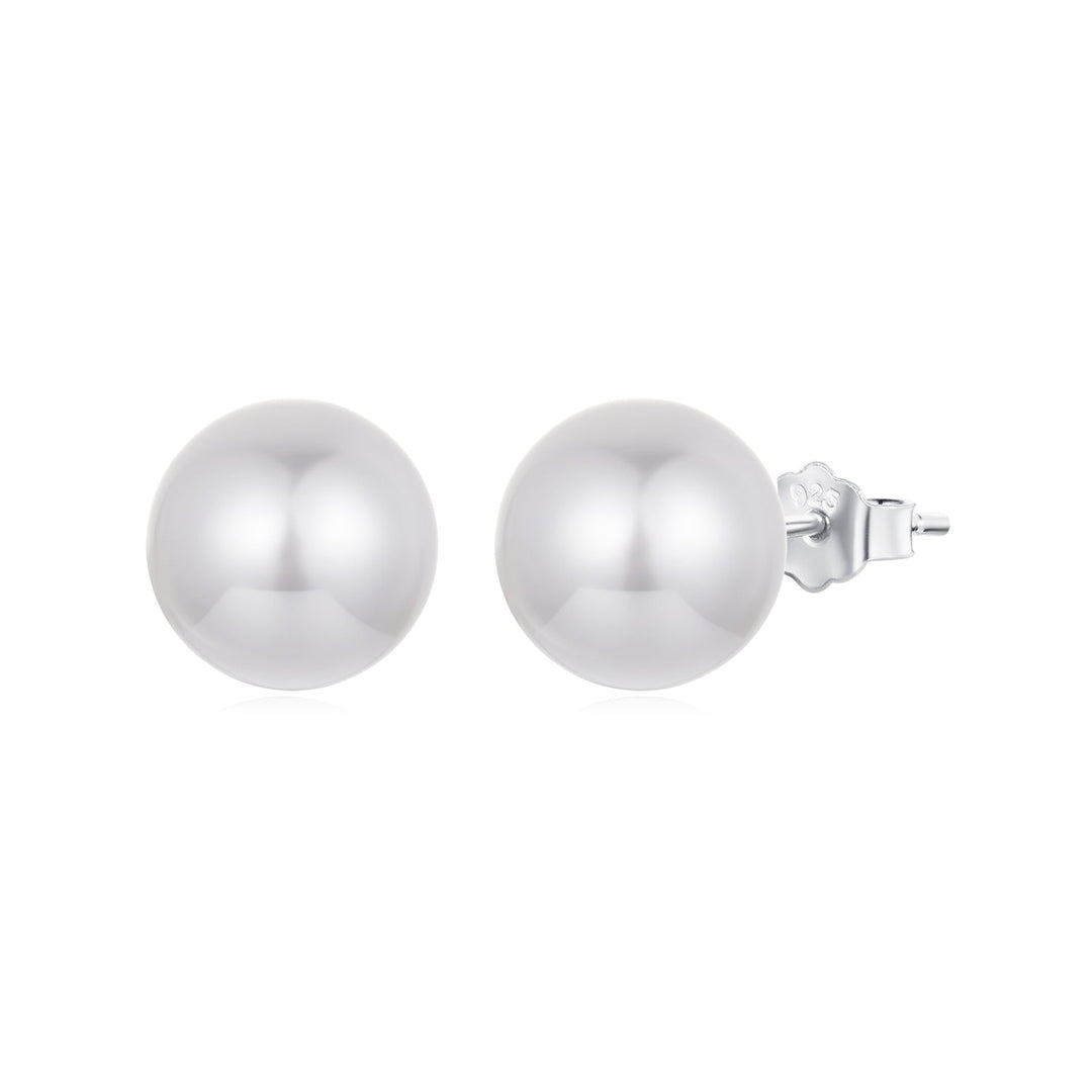 925 Sterling Silver Earrings with Quality Shell Pearl in White Gold Plating for Women