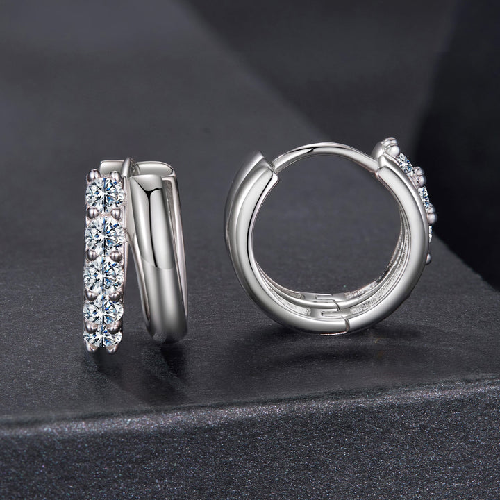 925 Sterling Silver Moissanite 0.06 Carat White Gold Plated Earrings for Women