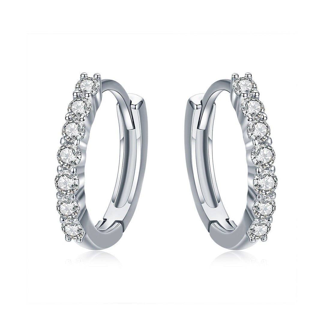 925 Sterling Silver Earrings with Pavé Setting CZ, Size 1.2*0.2cm for Women