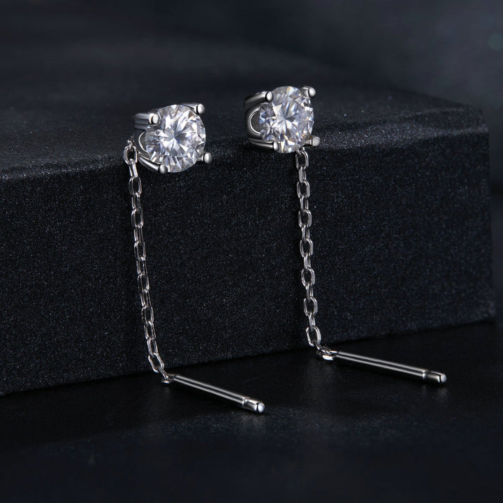 925 Sterling Silver 4.0 Carat Moissanite Earrings for Women