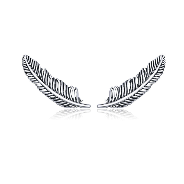 925 Sterling Silver Earrings - Oxidized Silver - 2.4cm x 0.7cm - Women