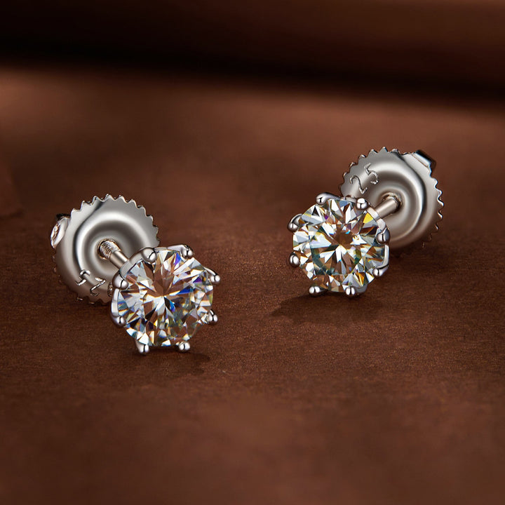 S925 Silver 0.5 Carat Moissanite Earrings 6.0mm for Women
