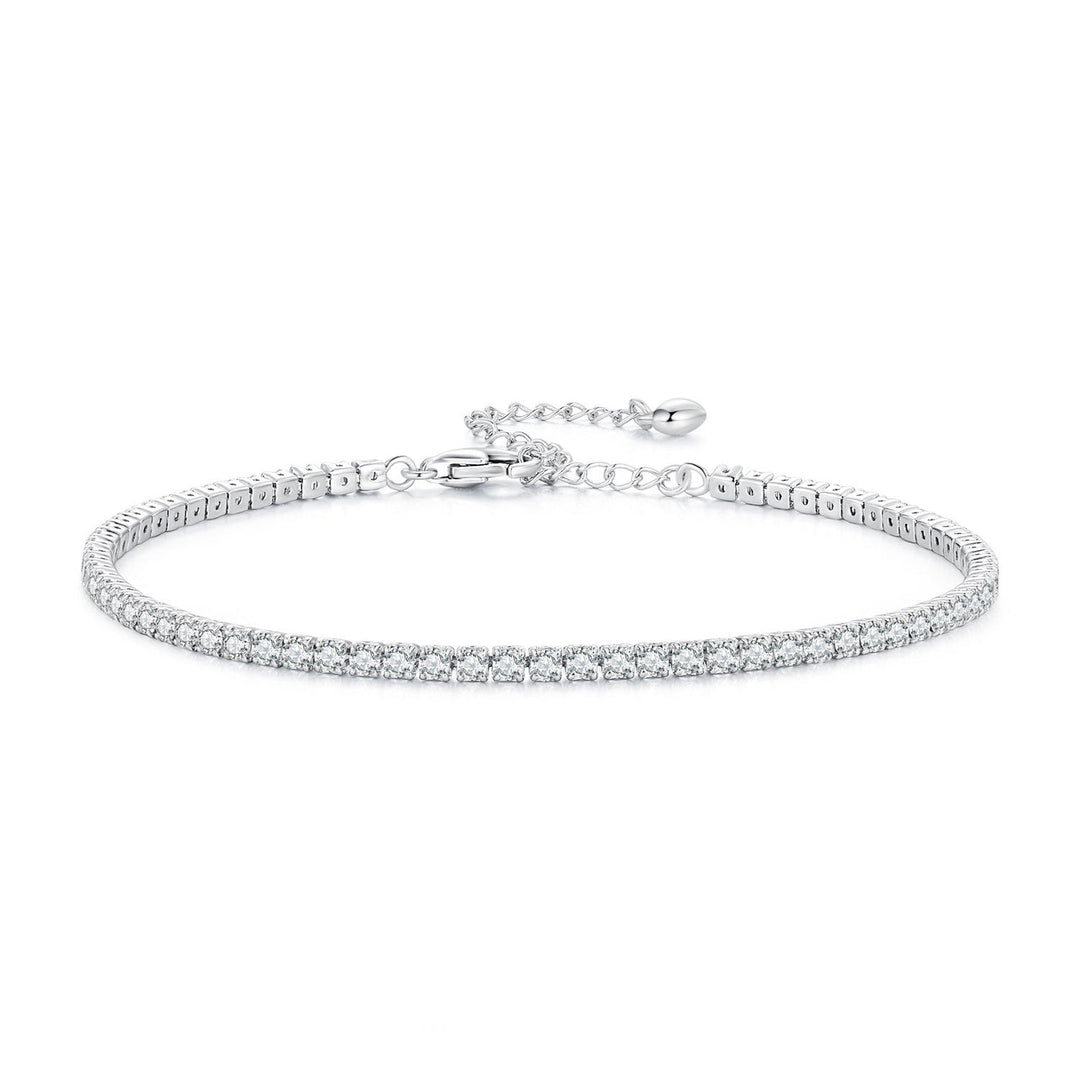 925 Sterling Silver Pavé Setting Bracelet with CZ for Women - Adjustable 18+5cm