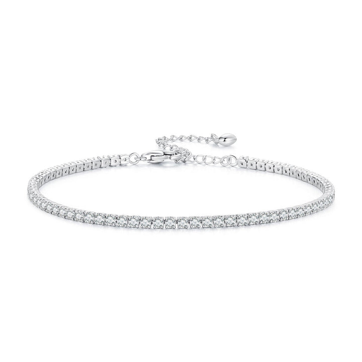 925 Sterling Silver Pavé Setting Bracelet with CZ for Women - Adjustable 18+5cm