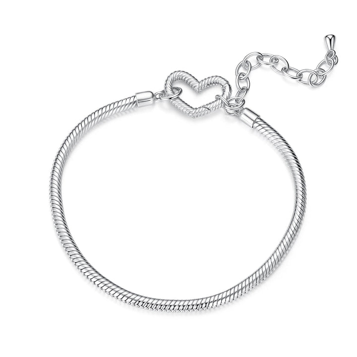 925 Sterling Silver Plated White Gold Bracelet - Adjustable 17+5cm