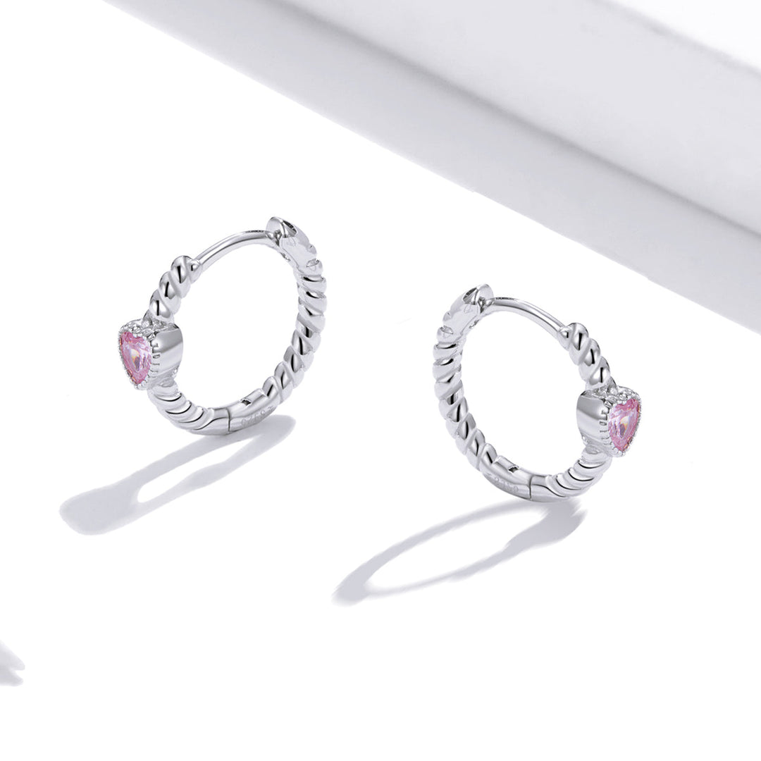 925 Sterling Silver CZ Earrings with Pavé Setting 1.3cm for Women