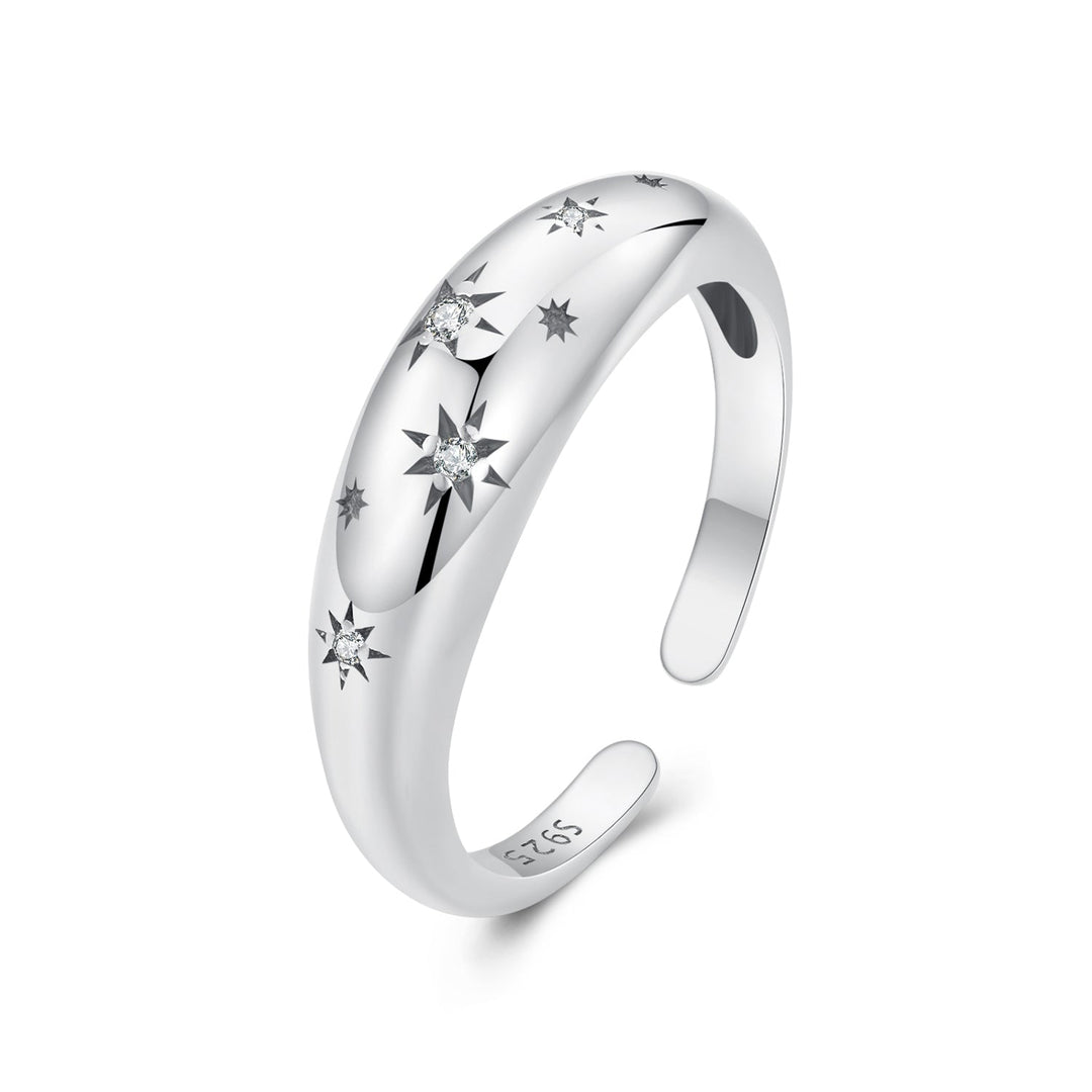 925 Sterling Silver Ring with Pavé Setting CZ, Width 2.2-5.8mm, Oxidized Silver, Women&