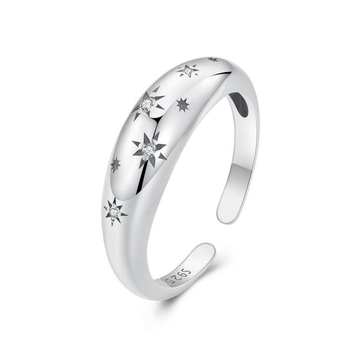 925 Sterling Silver Ring with Pavé Setting CZ, Width 2.2-5.8mm, Oxidized Silver, Women&