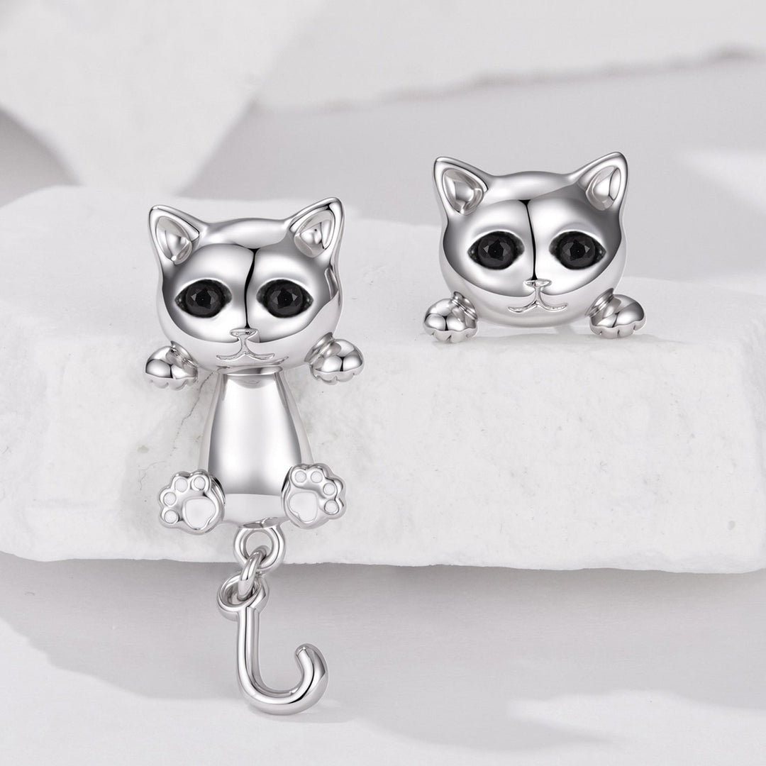 Brass &amp; S925 Silver Earrings | 2.8*1.1cm | White Gold Plated with Pavé Setting CZ for Women
