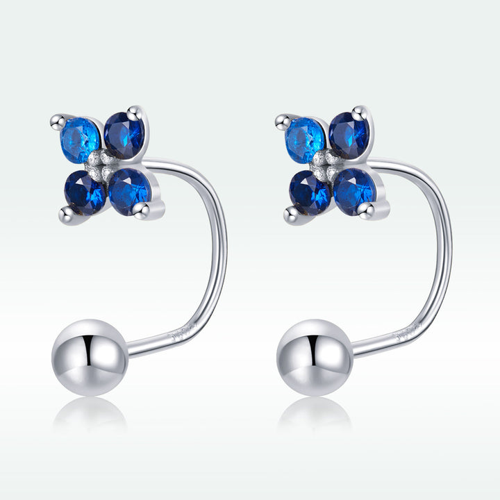 925 Sterling Silver Earrings with Pavé CZ &amp; Platinum Plating for Women