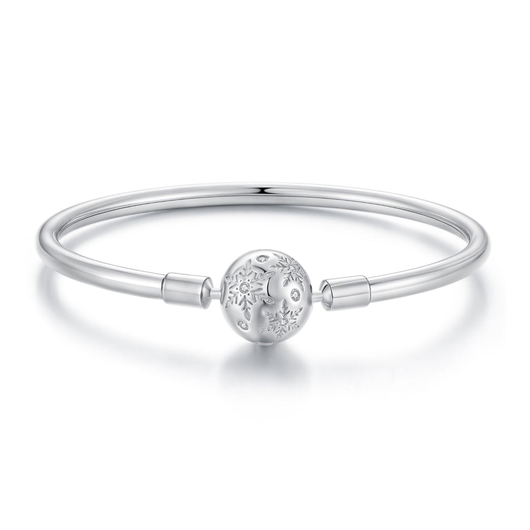 925 Sterling Silver Pavé Setting CZ Bracelet with White Gold Plating for Women - Size 17.0