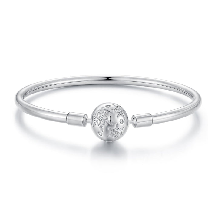 925 Sterling Silver Pavé Setting CZ Bracelet with White Gold Plating for Women - Size 17.0